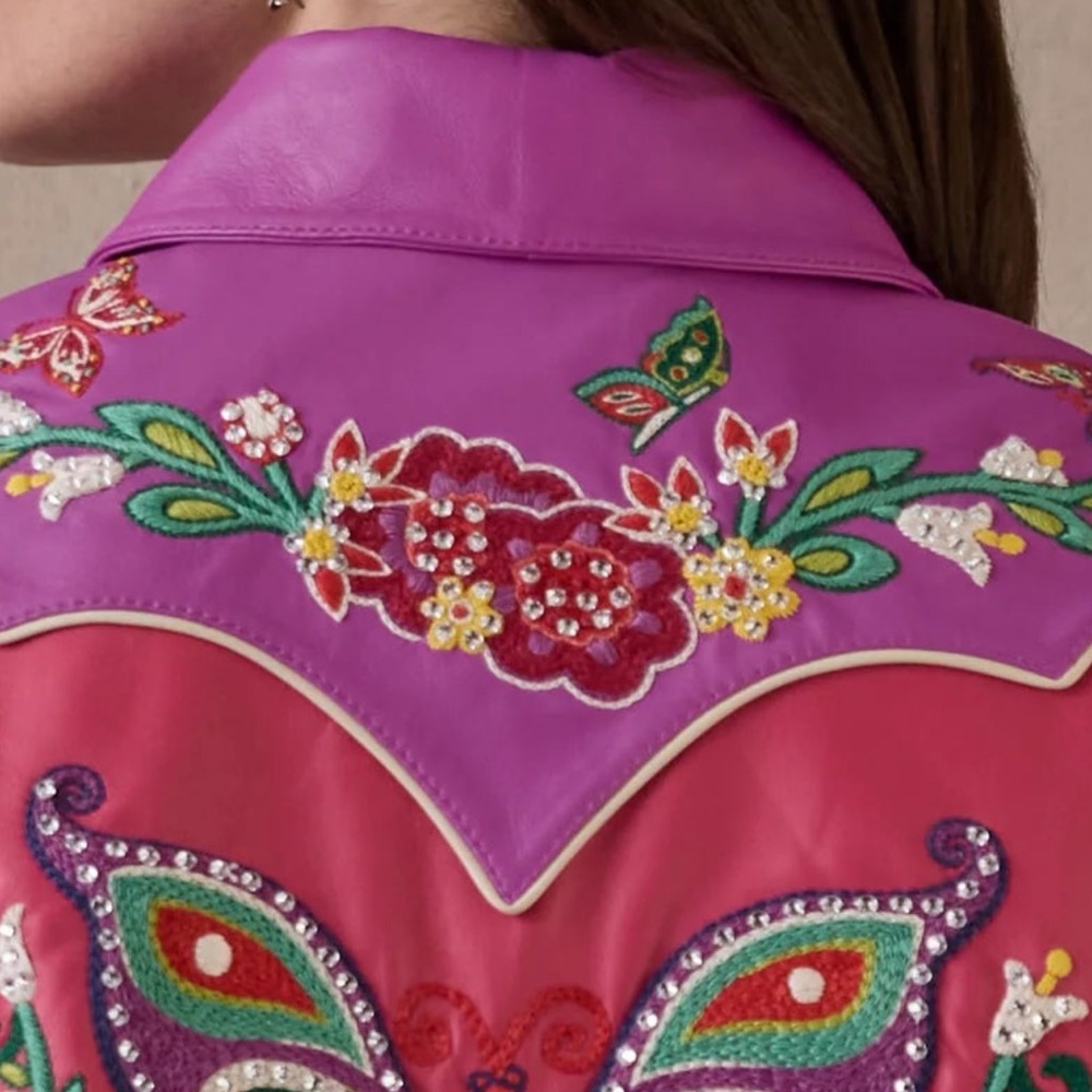 Double D. Ranch leather butterfly jacket Fringe Embroidery rhinestones RTL $1295 - Picture 10 of 12